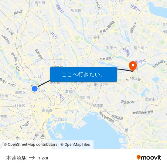 本蓮沼駅 to Inzai map