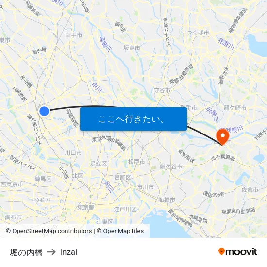 堀の内橋 to Inzai map