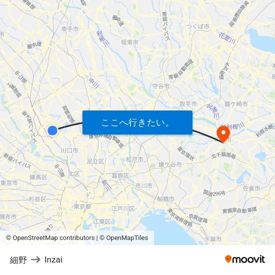 細野 to Inzai map