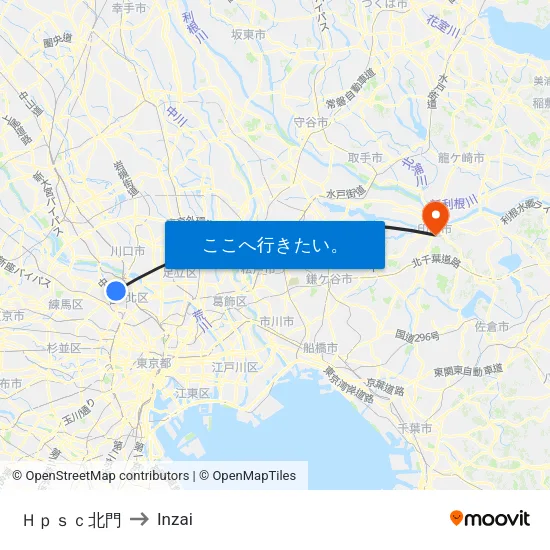 Ｈｐｓｃ北門 to Inzai map
