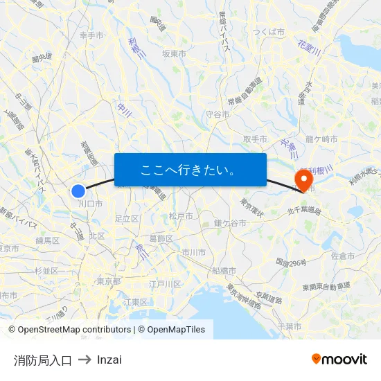 消防局入口 to Inzai map