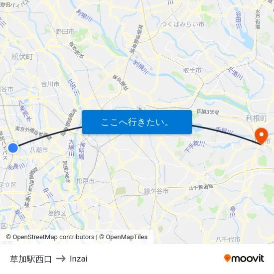 草加駅西口 to Inzai map