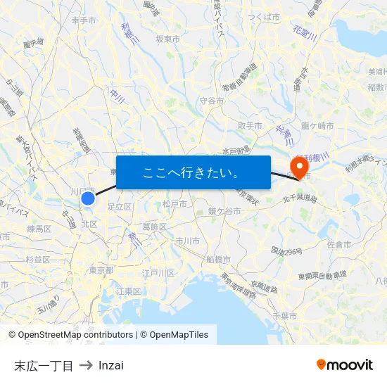 末広一丁目 to Inzai map