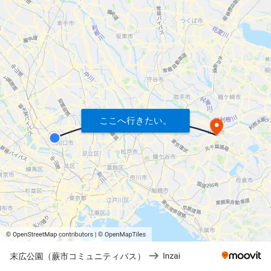 末広公園（蕨市コミュニティバス） to Inzai map