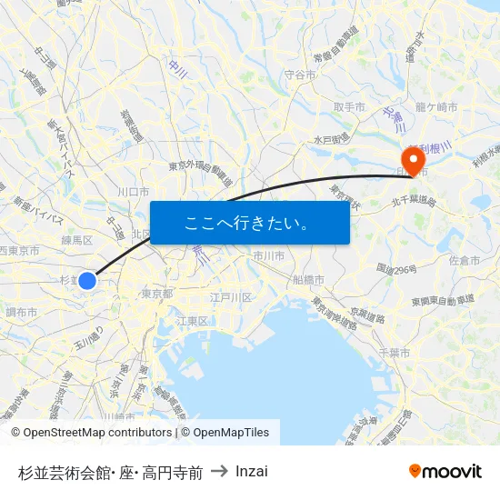 杉並芸術会館･座･高円寺前 to Inzai map