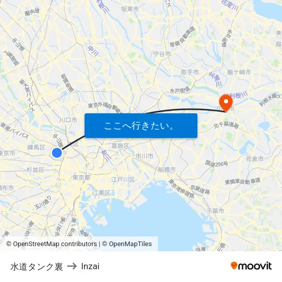 水道タンク裏 to Inzai map