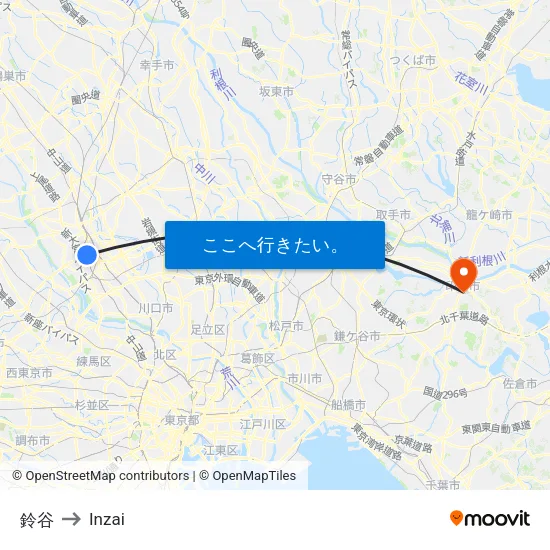 鈴谷 to Inzai map