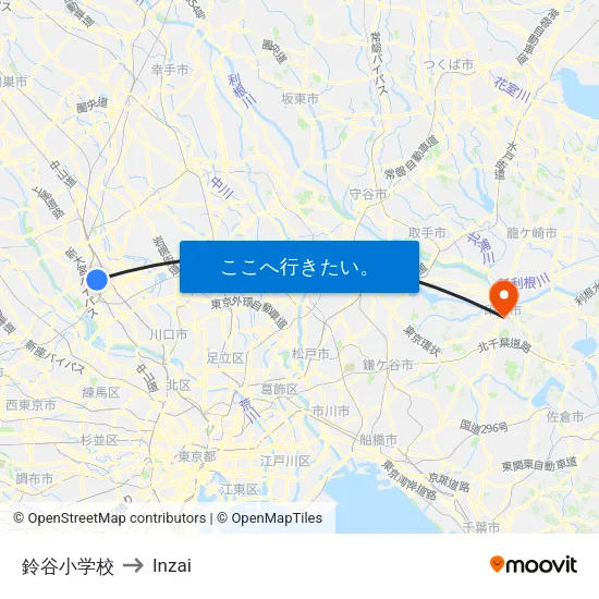 鈴谷小学校 to Inzai map