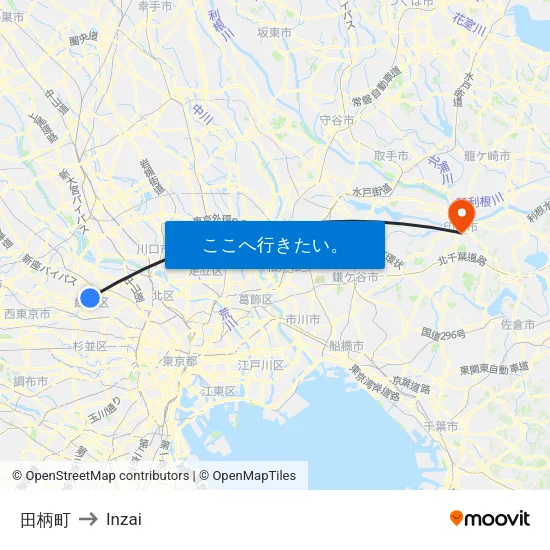 田柄町 to Inzai map