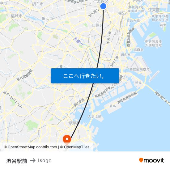 渋谷駅前 to Isogo map