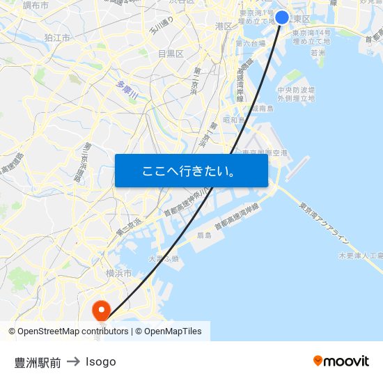 豊洲駅前 to Isogo map