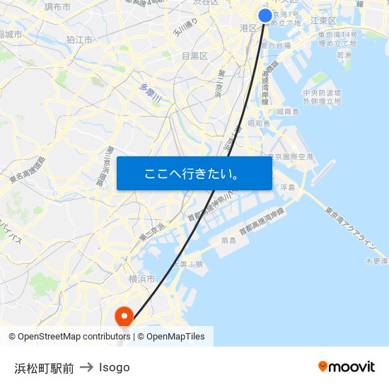 浜松町駅前 to Isogo map