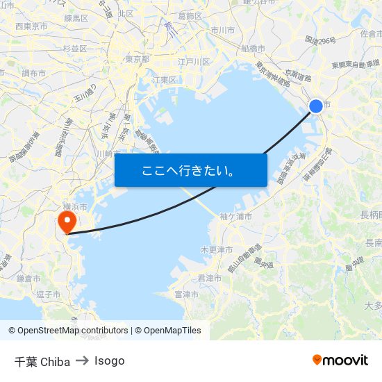 千葉 Chiba to Isogo map