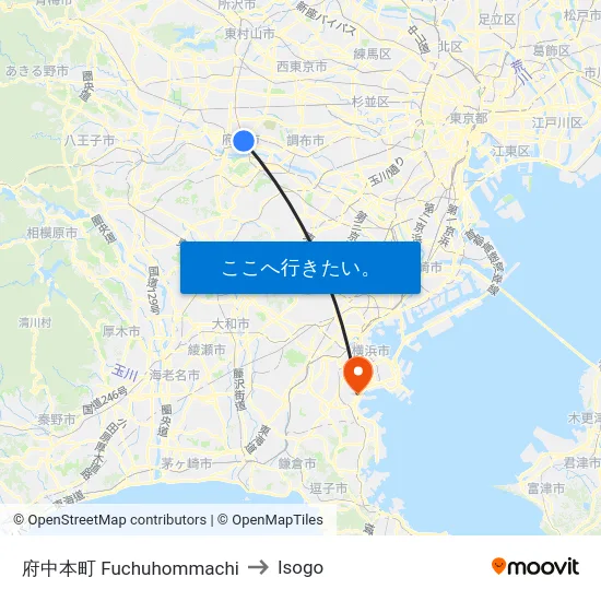 府中本町 Fuchuhommachi to Isogo map