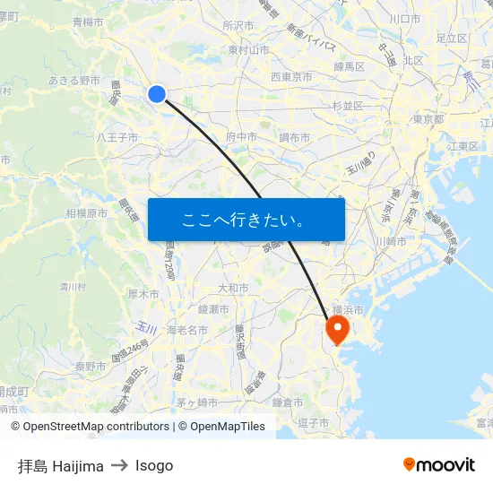 拝島 Haijima to Isogo map