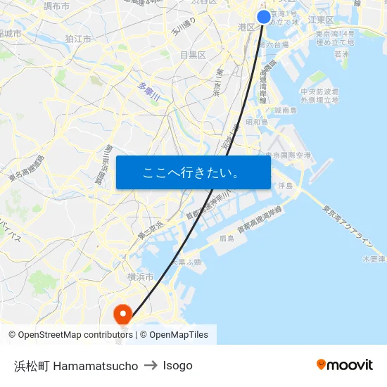 浜松町 Hamamatsucho to Isogo map