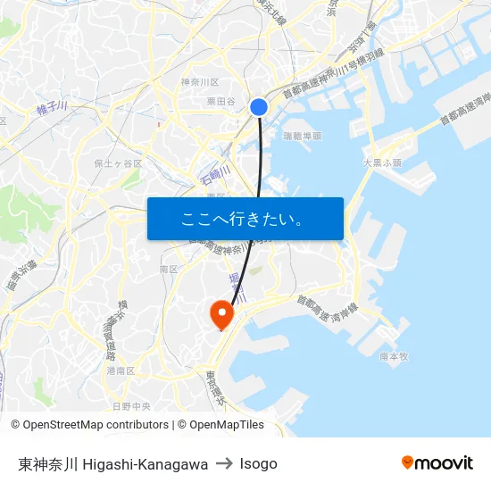 東神奈川 Higashi-Kanagawa to Isogo map