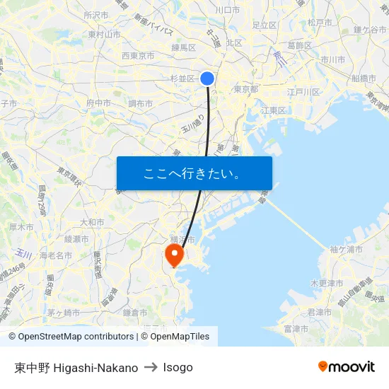 東中野 Higashi-Nakano to Isogo map