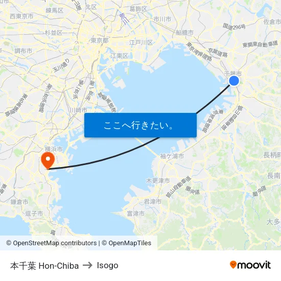 本千葉 Hon-Chiba to Isogo map