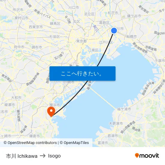 市川 Ichikawa to Isogo map