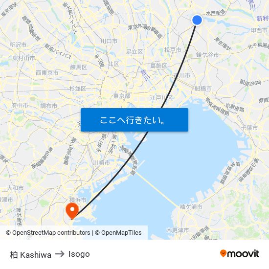 柏 Kashiwa to Isogo map