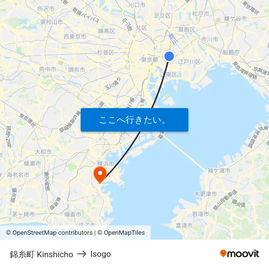 錦糸町 Kinshicho to Isogo map