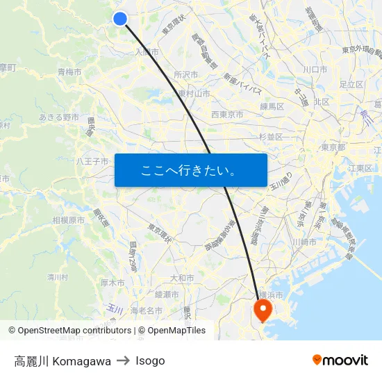 高麗川 Komagawa to Isogo map