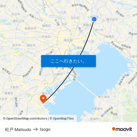 松戸 Matsudo to Isogo map