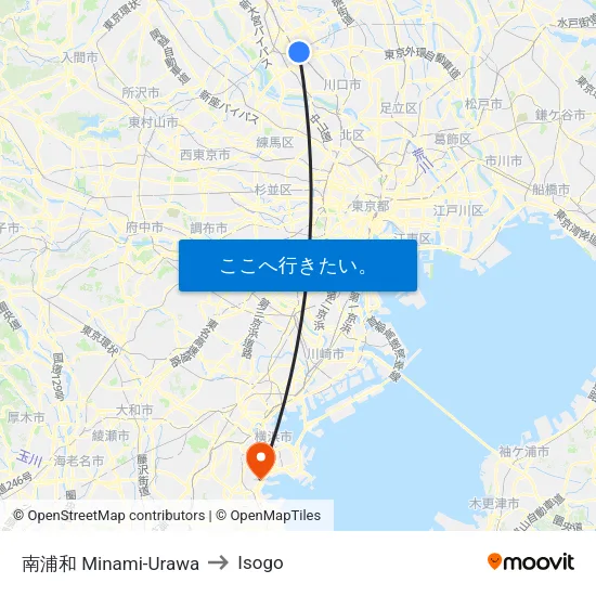 南浦和 Minami-Urawa to Isogo map