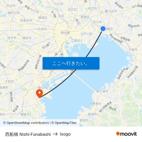 西船橋 Nishi-Funabashi to Isogo map