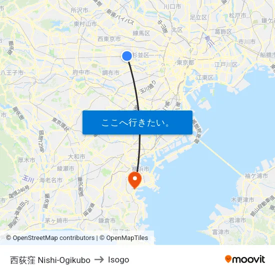 西荻窪 Nishi-Ogikubo to Isogo map