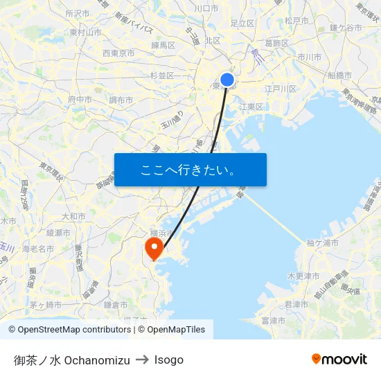 御茶ノ水 Ochanomizu to Isogo map