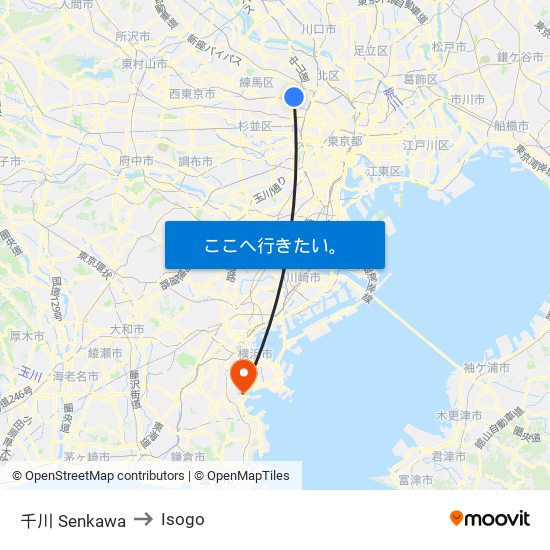 千川 Senkawa to Isogo map