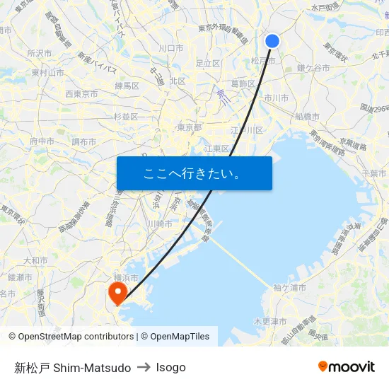 新松戸 Shim-Matsudo to Isogo map