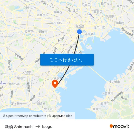 新橋 Shimbashi to Isogo map