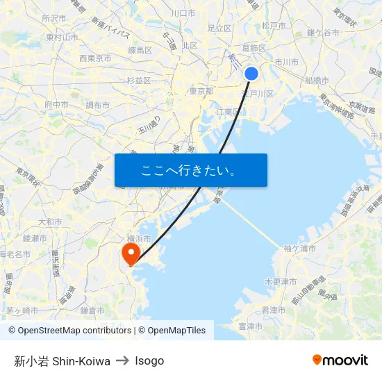 新小岩 Shin-Koiwa to Isogo map