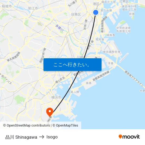 品川 Shinagawa to Isogo map