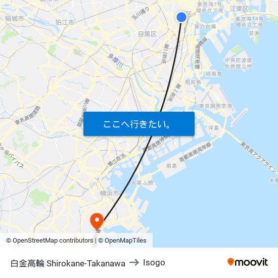 白金高輪 Shirokane-Takanawa to Isogo map