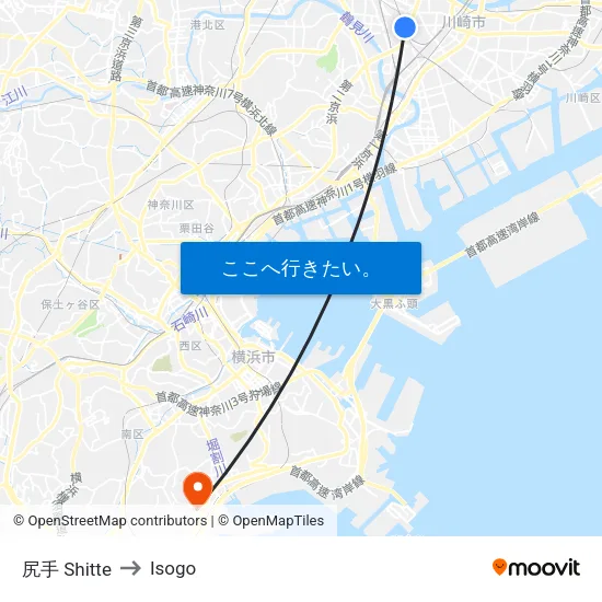 尻手 Shitte to Isogo map