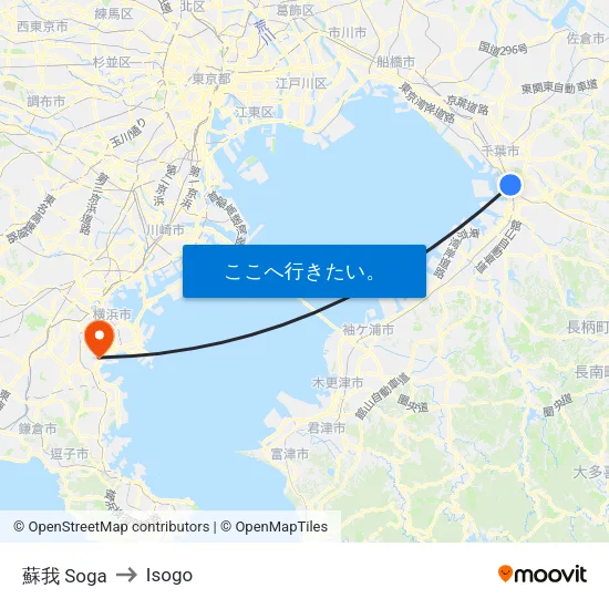 蘇我 Soga to Isogo map