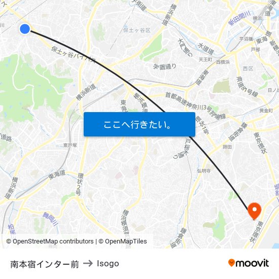 南本宿インター前 to Isogo map
