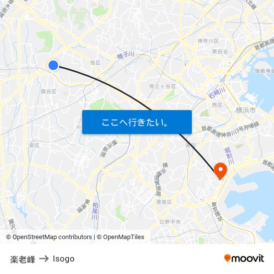 楽老峰 to Isogo map