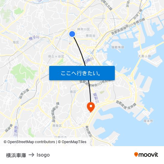横浜車庫 to Isogo map