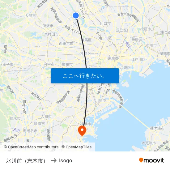 氷川前（志木市） to Isogo map