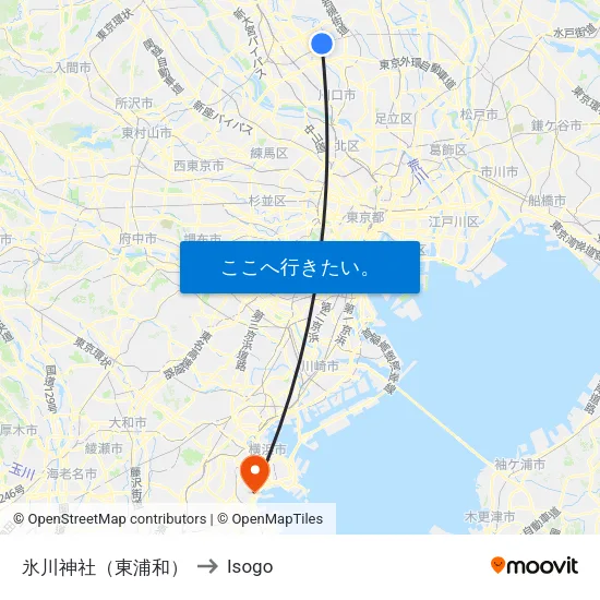 氷川神社（東浦和） to Isogo map