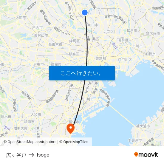 広ヶ谷戸 to Isogo map