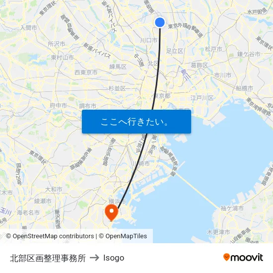 北部区画整理事務所 to Isogo map