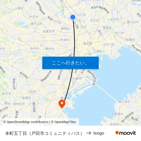 本町五丁目（戸田市コミュニティバス） to Isogo map