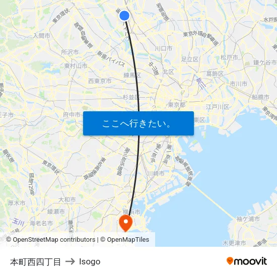 本町西四丁目 to Isogo map