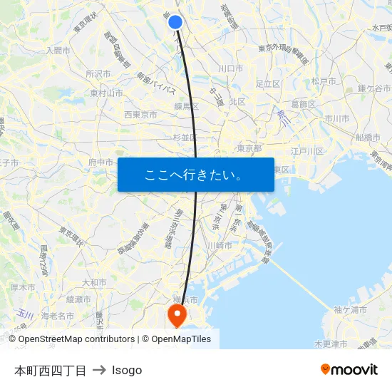 本町西四丁目 to Isogo map